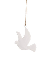 white Enamel dove hanging ornament