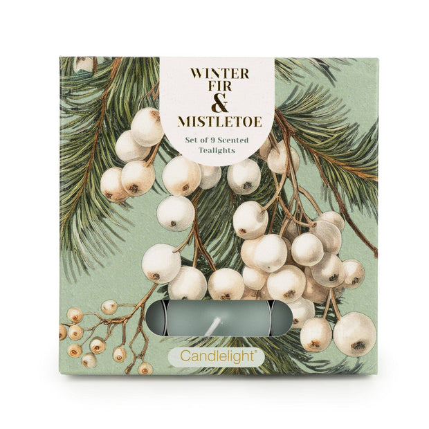 Set of 9 Tealights - Winter Fir & Mistletoe - From victoria Shop