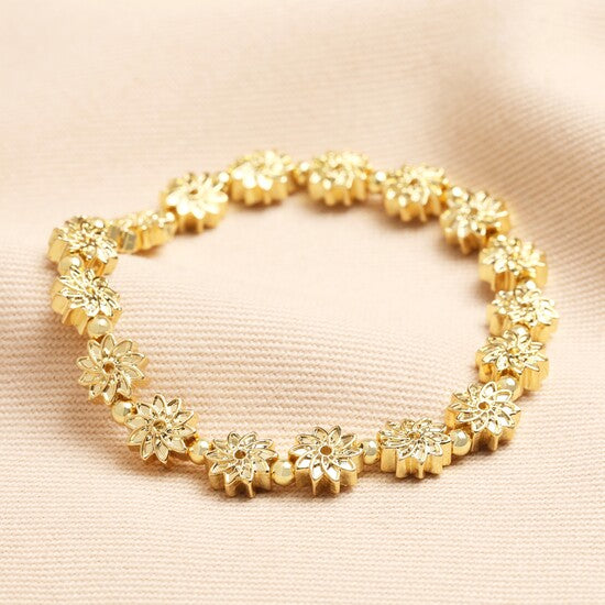 Flower Beaded Bracelet in Gold, Lisa Angel