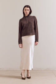 Button Detail Sweater in Chestnut