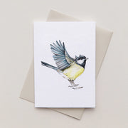 Mini Blue Tit Bird Watercolour Greeting Card