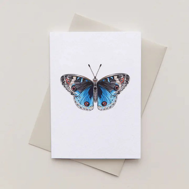 Mini Blue Butterfly Watercolour Greeting Card 