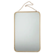 Rectangular mirror with gold chain frame on a white background