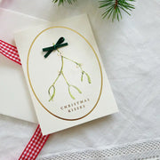 Christmas Kisses Petite Foiled Mistletoe Christmas Card