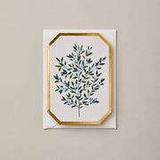 Die cut, delicately foiled mini greeting card with Forget-me-not botanical illustration. Katie Housley 