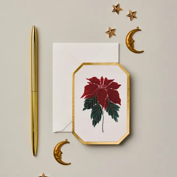 Poinsietta Botanical Die Cut Mini Card