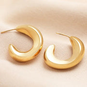 E111 Stainless Steel Chunky Fluid Hoop Earrings in Gold