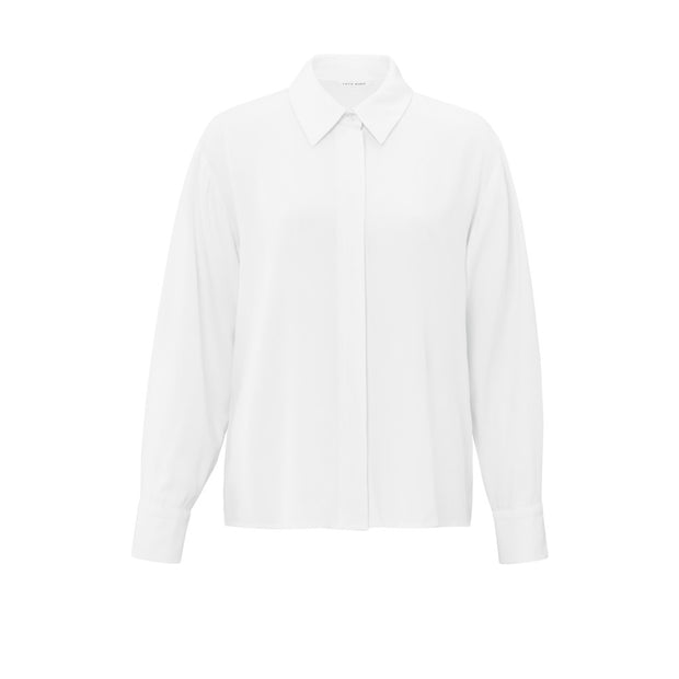 White Blouse with Long Sleeves and Button Closure