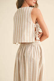 Stripe Pattern Side Tie Tank Top