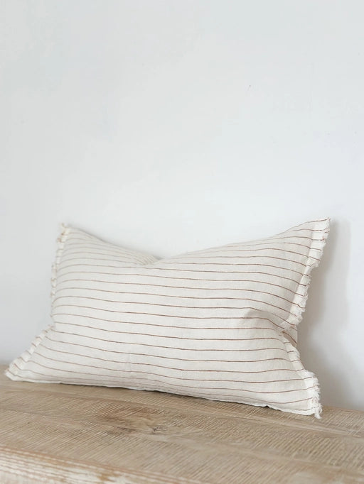 Pinstripe Rust Linen Cushion 50x30 - Esmee