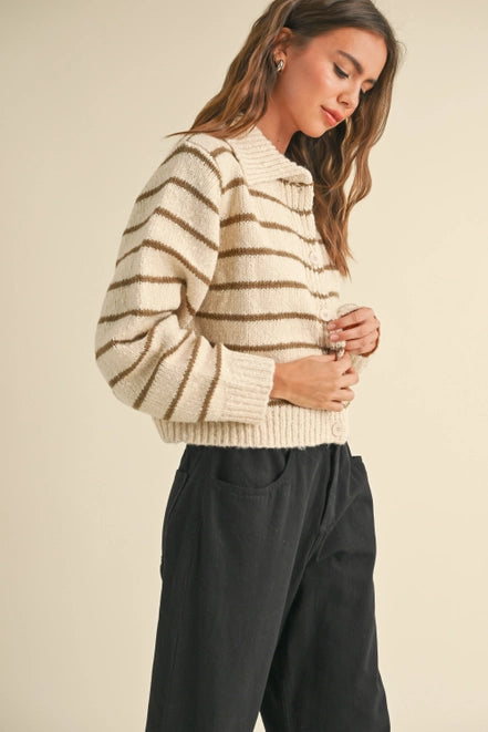 Buttondown Striped Knitted Cardigan