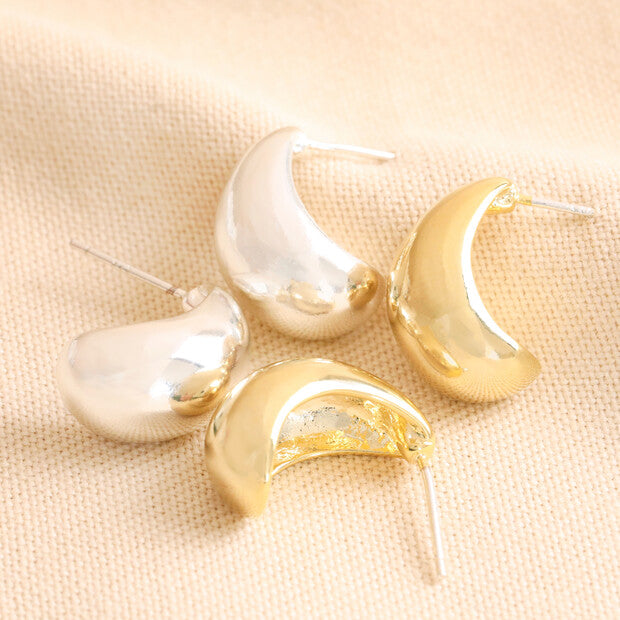 E098 Chunky Teardrop Half Hoop Earrings in Gold