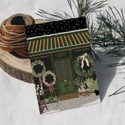 Flower Shop Florist Christmas Window Scene Greetings Card