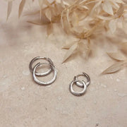 E096 Brushed Silver Minimal Hoops, 9mm