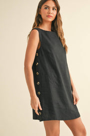 Button Detail Linen Dress