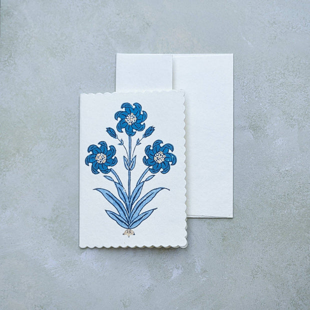 Hand Block Printed Greeting Card - Nargis Sapphire