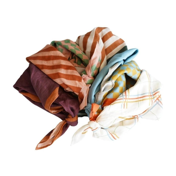Head Scarf - Checks Laguna + Wheat
