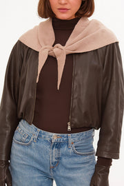 Knitted Triangle Scarf in Light Brown