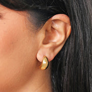 E098 Chunky Teardrop Half Hoop Earrings in Gold