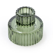 Green Double Ended Glass Candleholder