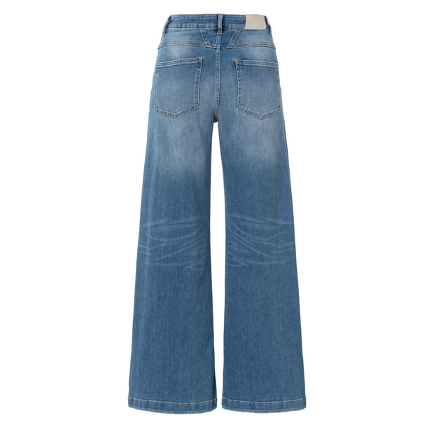 Denim trousers with extra wide legs and high waist