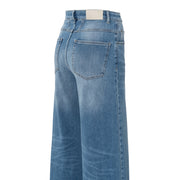 Denim trousers with extra wide legs and high waist