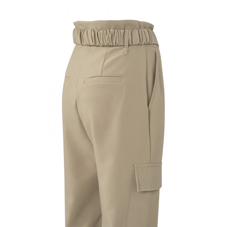 High waisted cargo trousers with belt, zip fly and pockets