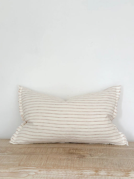 Pinstripe Rust Linen Cushion 50x30 - Esmee - From Victoria Shop