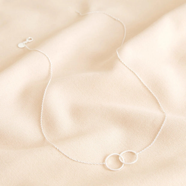 Brushed Double Hoop Necklace in Silver