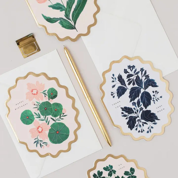 Thank You Very Much  Botanical Scallop Die Cut Card