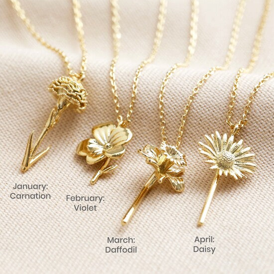 N056 April Daisy Birthflower Gold Necklace