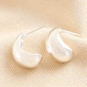 Chunky Teardrop Half Hoop Earrings in Silver, Lisa Angel