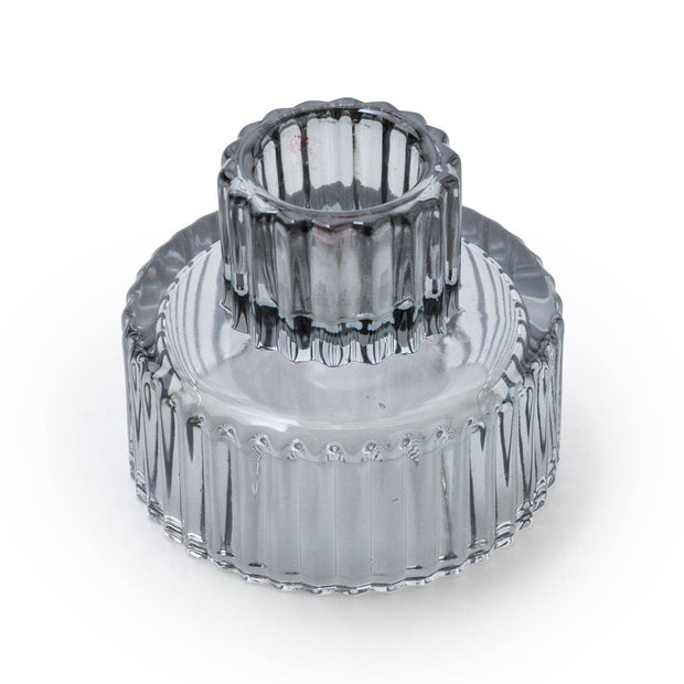 Smokey Black Double Ended Glass Candleholder - From Victoria Shop