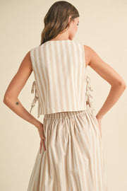 Stripe Pattern Side Tie Tank Top