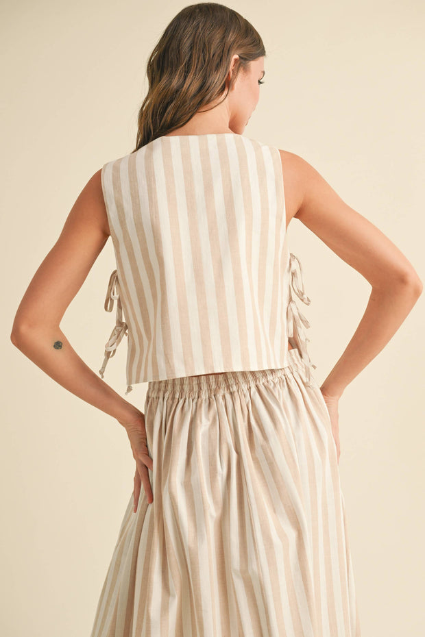 Stripe Pattern Side Tie Tank Top