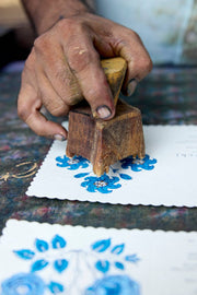 Hand Block Printed Greeting Card - Nargis Sapphire