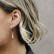 E110 Silver Elongated Drop Earrings, Waterproof
