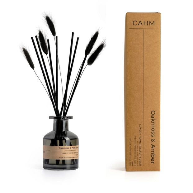 CAHM Luxury Diffuser - Oakmoss & Amber with packaging