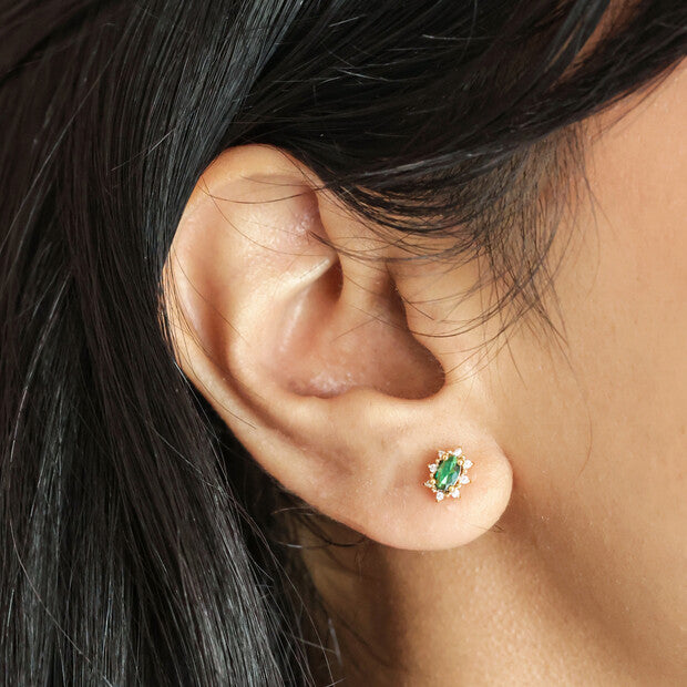 E086 Green Crystal Stud Earrings