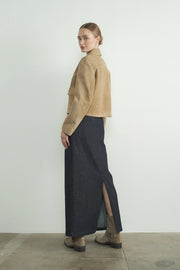 Faux Suede Collared Short Jacket