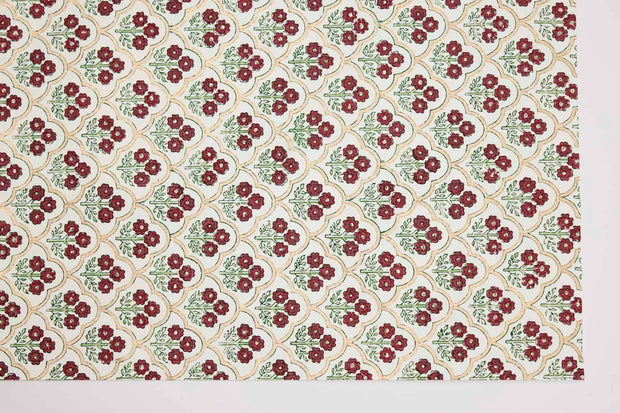Block Printed Wrapping Paper Sheets - BP Trellis Cherry