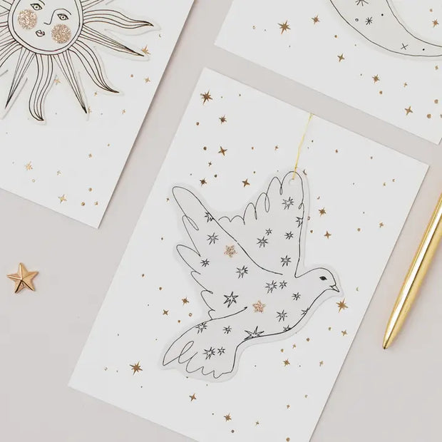 Dove Papercut Christmas Decoration with Postcard & Envelope