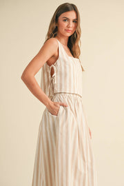 side detail Stripe Pattern Side Tie Tank Top