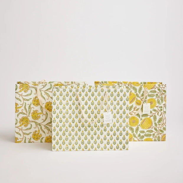 Hand Block Printed Gift Bags (Medium) - Iris Glitz Sunshine