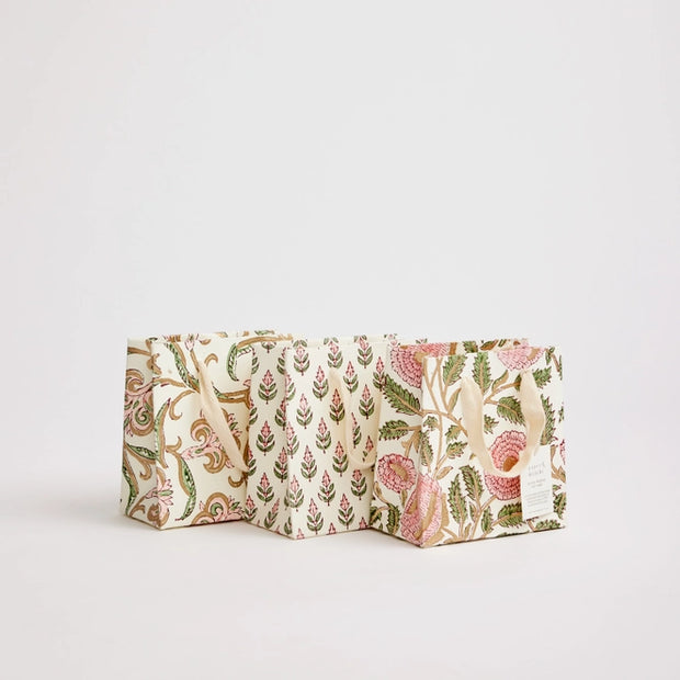 Hand Block Printed Gift Bags (Small) - Iris Glitz Blush