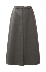 Faux leather A-line midi skirt with pockets