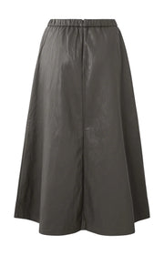 Faux leather A-line midi skirt with pockets