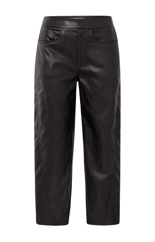 Faux Leather Trousers with Seam Details