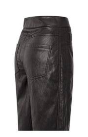 detail of Faux Leather Trousers with Seam Details