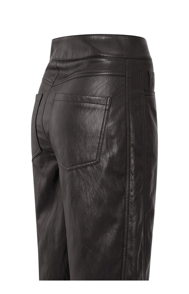 detail of Faux Leather Trousers with Seam Details
